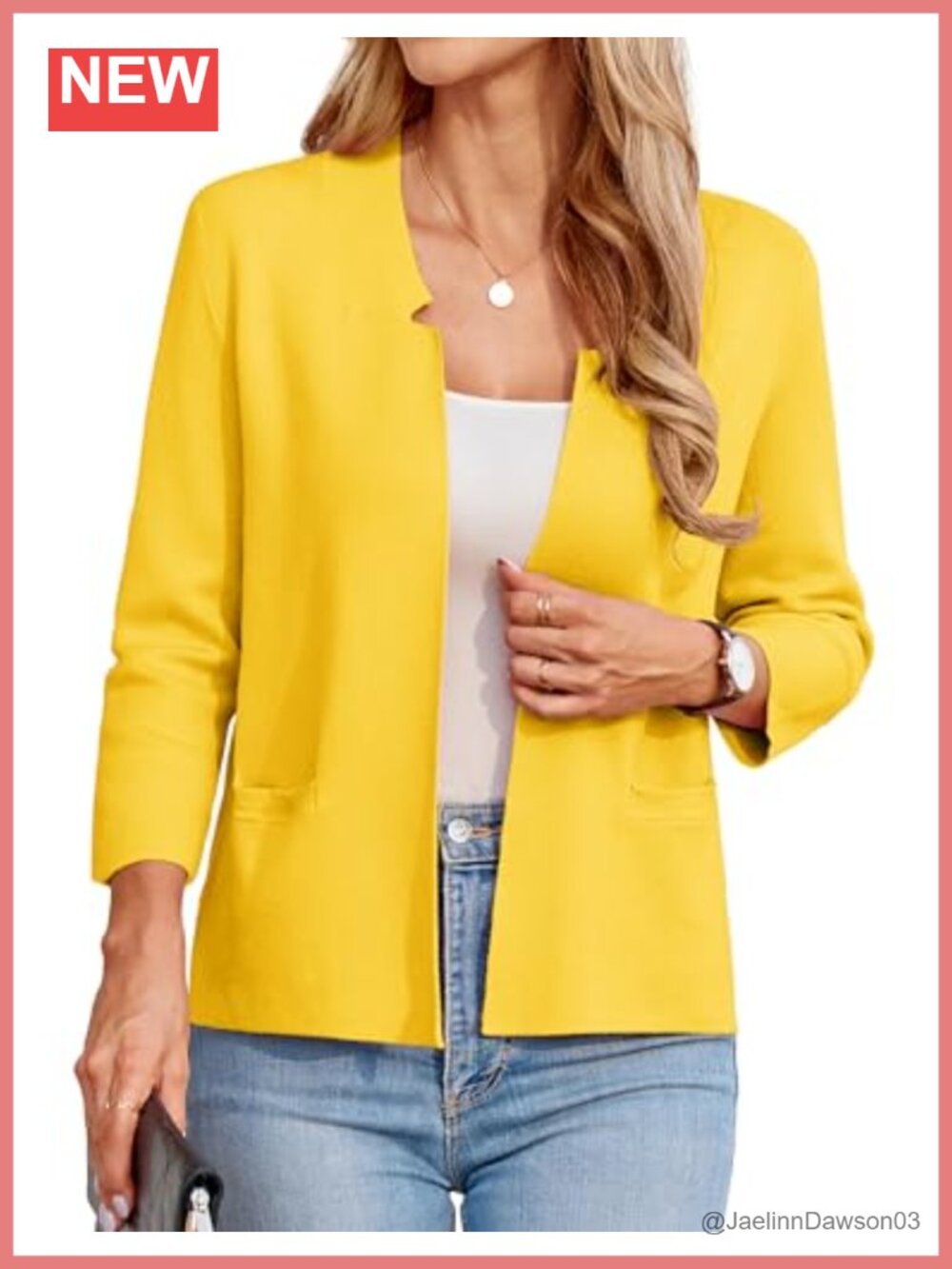 3/4 Sleeve Knit Blazer Cardigan for Women Business Casual